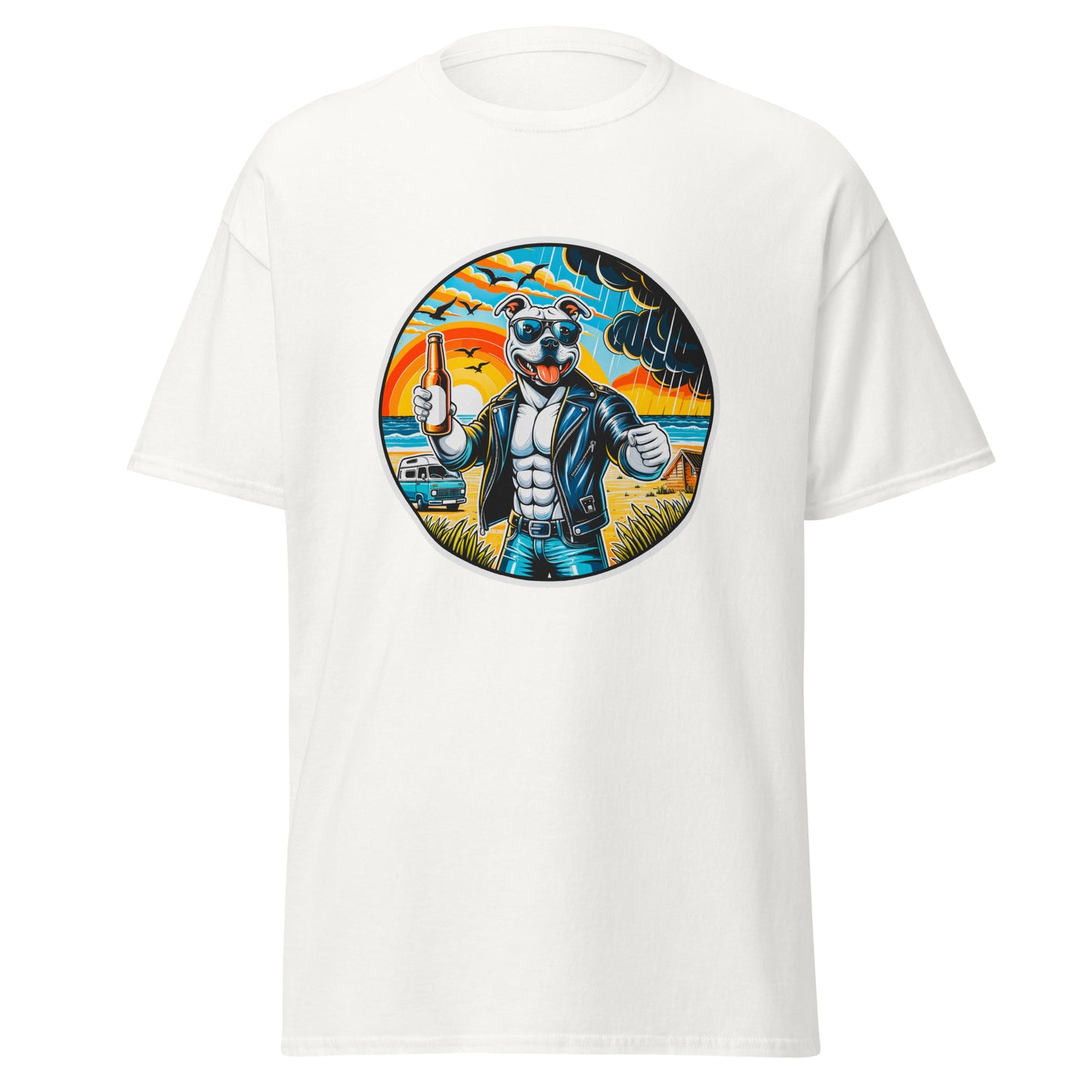 "Dogs On Vacation"-Kollektion - Staffordshire-Terrier #3 - Klassisches Unisex-T-Shirt - 13 verschiedene Farben