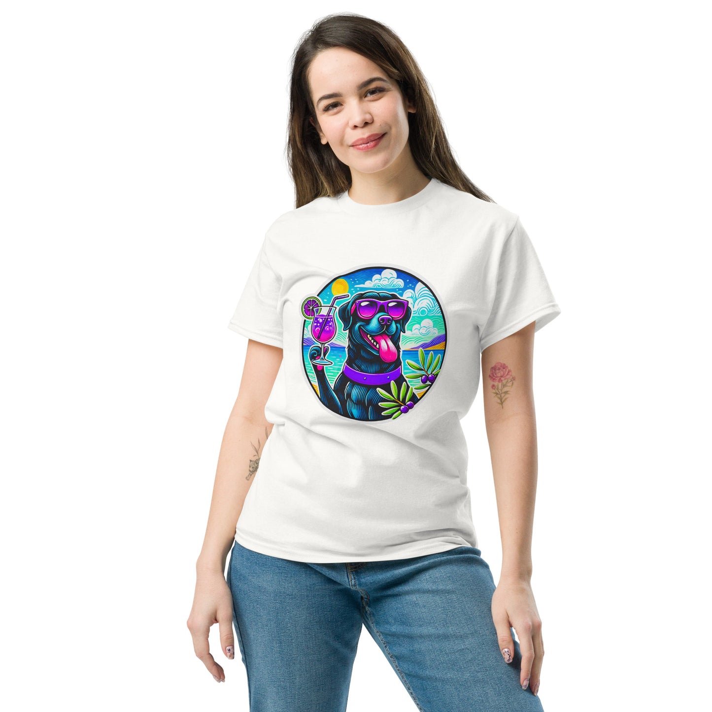 "Dogs On Vacation"-Kollektion - Black Labbi #3 - Klassisches Unisex-T-Shirt - 13 verschiedene Farben