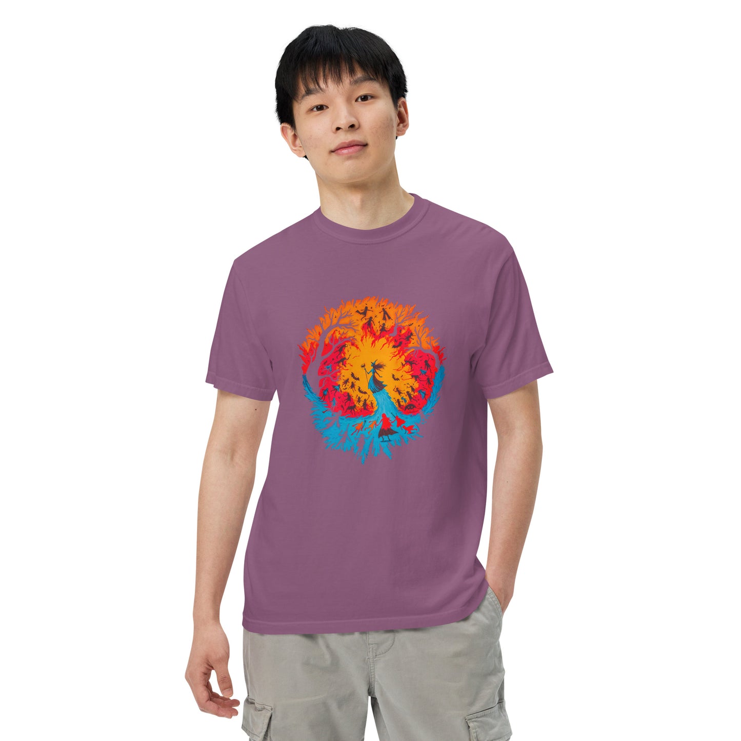 Halloween-Kollektion 2024 - No. B 1 - Schweres textilgefärbtes Unisex-T-Shirt - in 6 Farben