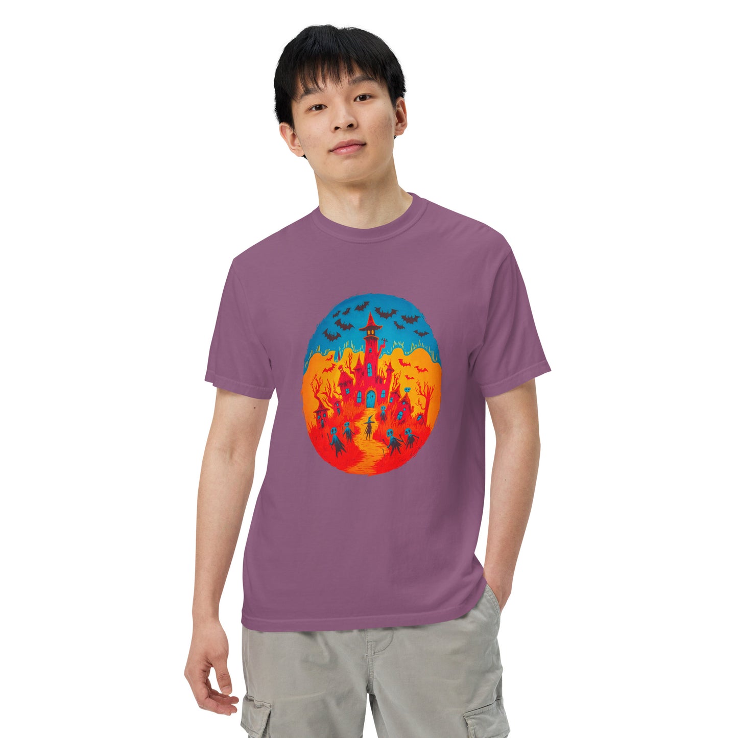 Halloween-Kollektion 2024 - No. B 2 - Schweres textilgefärbtes Unisex-T-Shirt - in 6 Farben