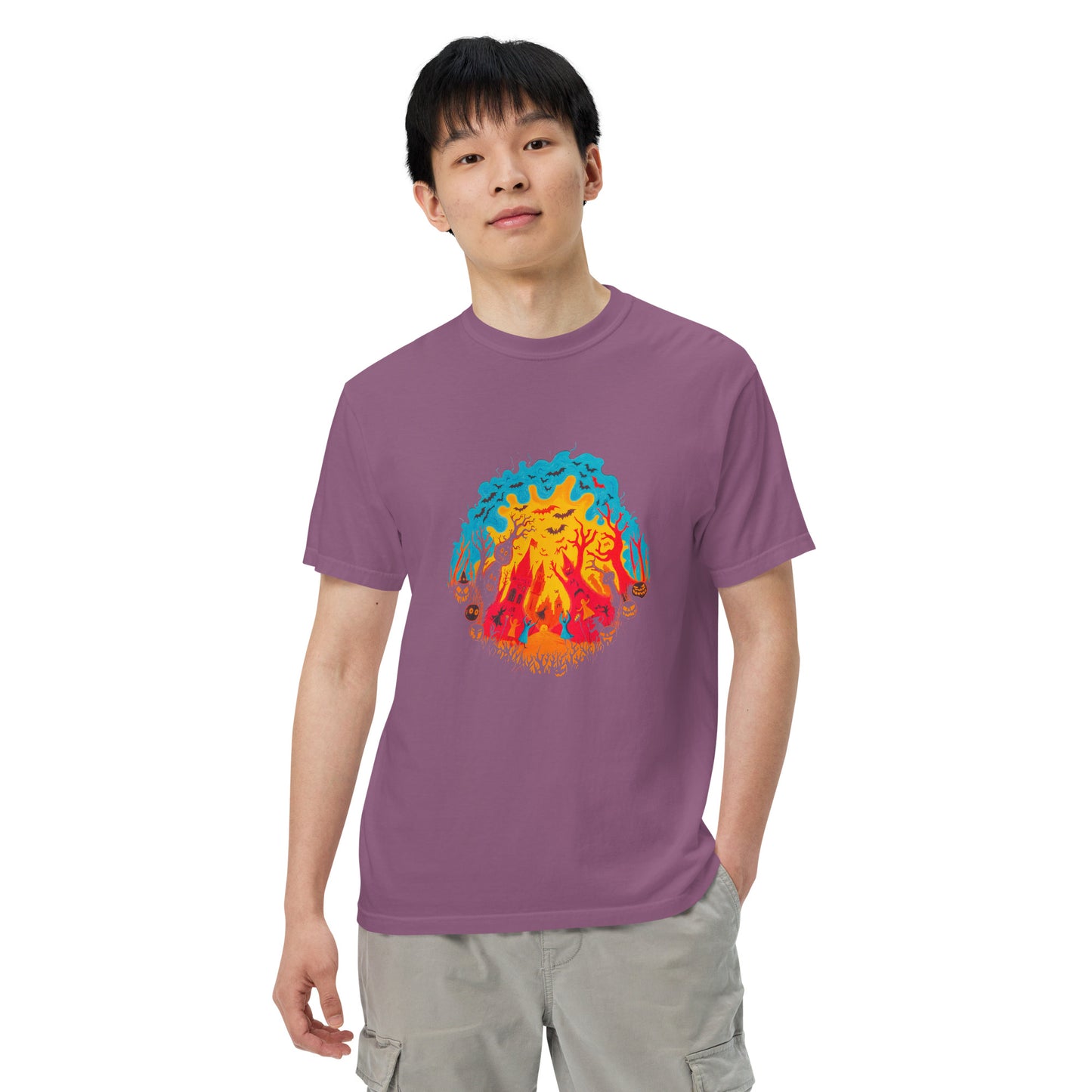 Halloween-Kollektion 2024 - No. B 3 - Schweres textilgefärbtes Unisex-T-Shirt - in 6 Farben