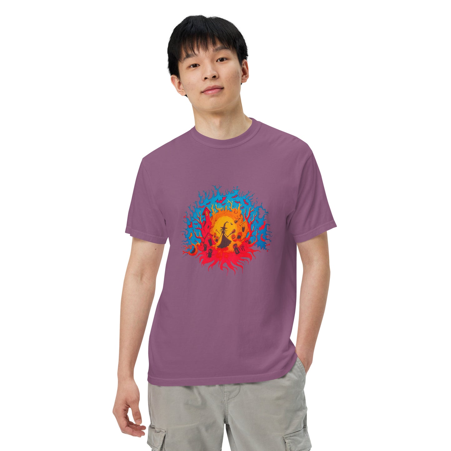 Halloween-Kollektion 2024 - No. B 5 - Schweres textilgefärbtes Unisex-T-Shirt - in 6 Farben