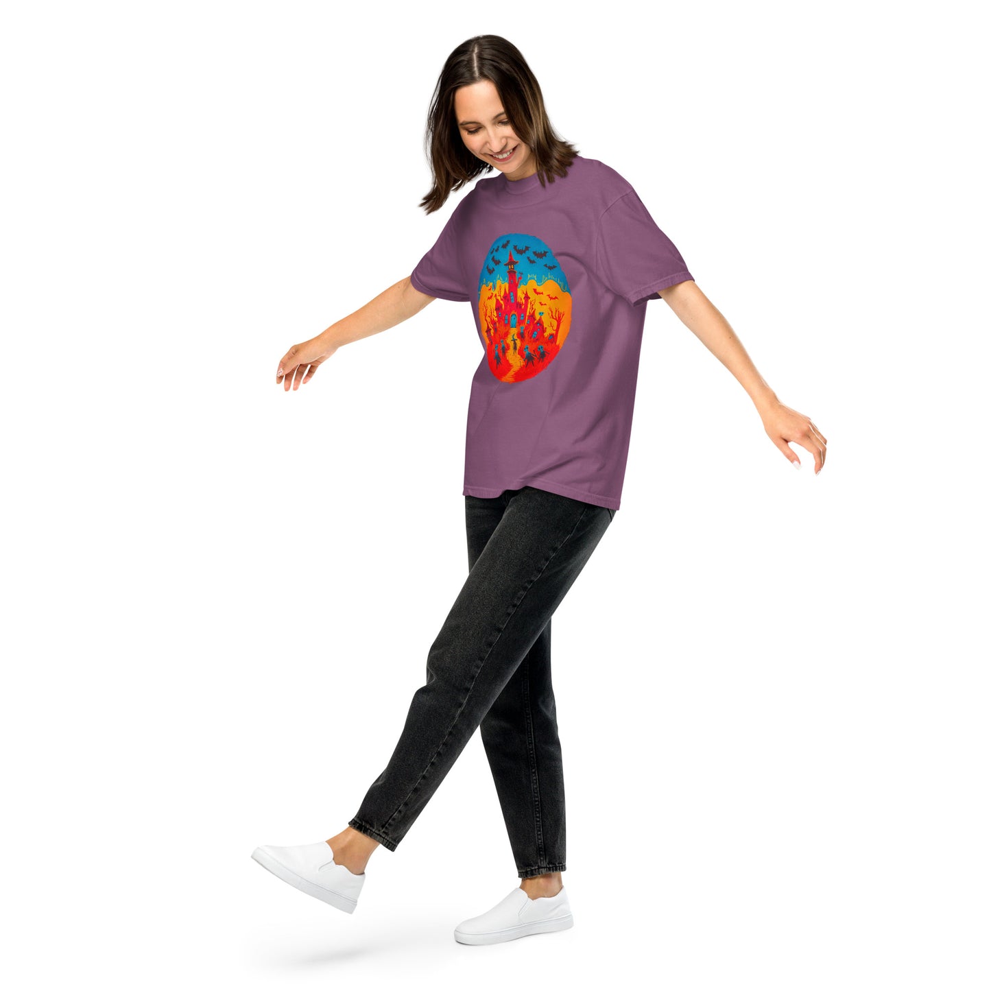 Halloween-Kollektion 2024 - No. B 2 - Schweres textilgefärbtes Unisex-T-Shirt - in 6 Farben