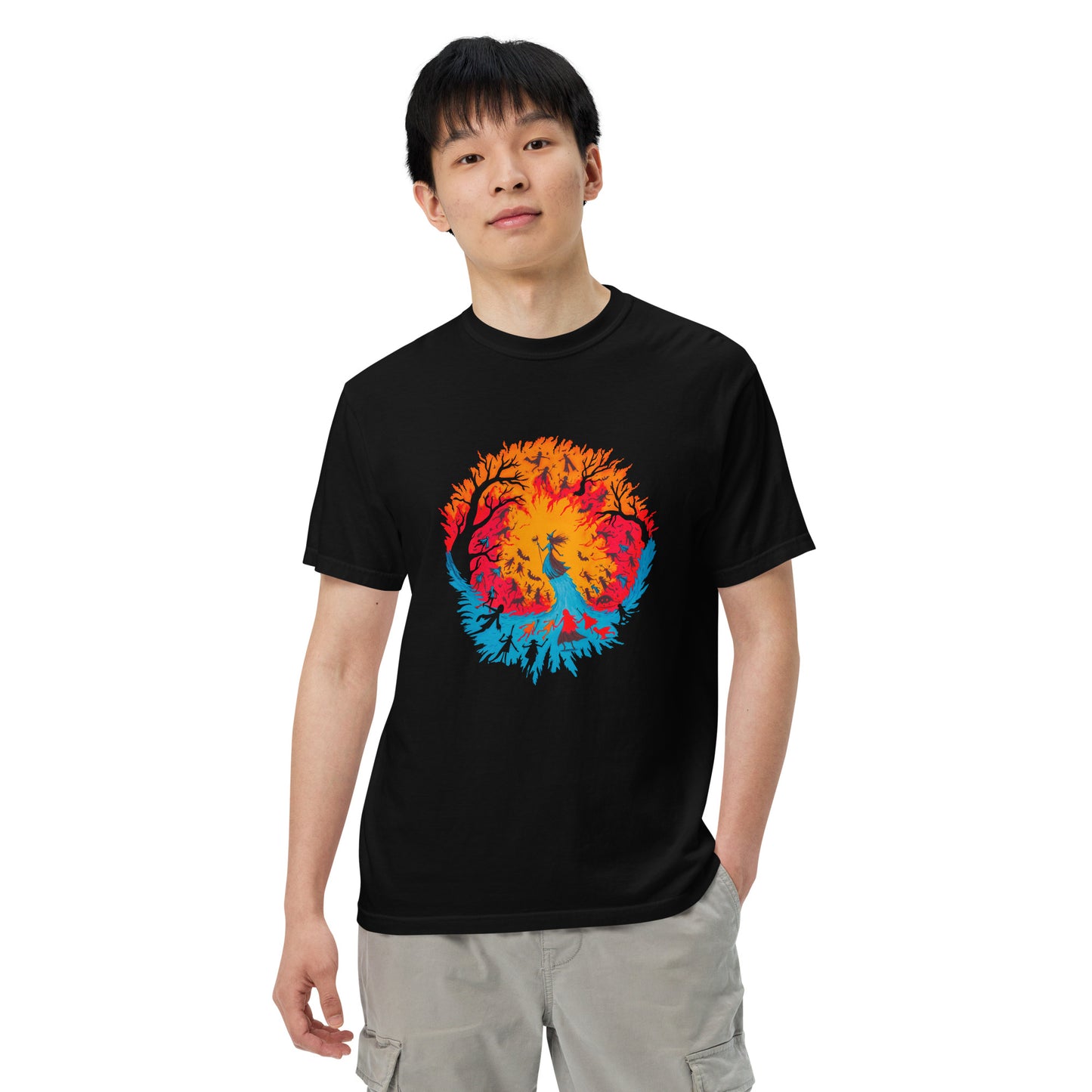 Halloween-Kollektion 2024 - No. B 1 - Schweres textilgefärbtes Unisex-T-Shirt - in 6 Farben