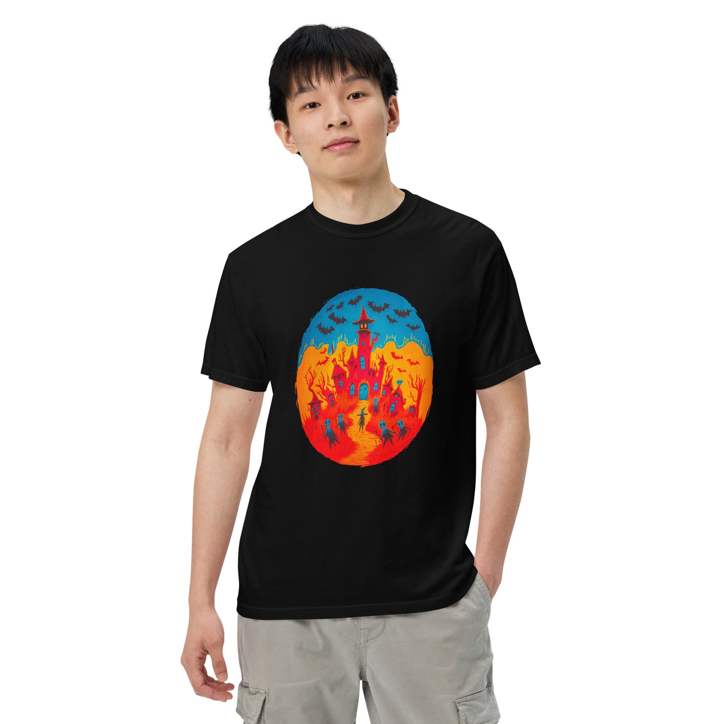 Halloween-Kollektion 2024 - No. B 2 - Schweres textilgefärbtes Unisex-T-Shirt - in 6 Farben