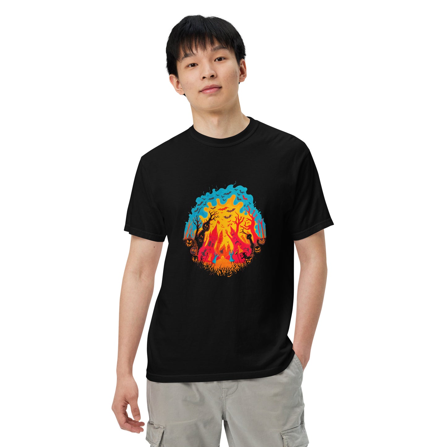 Halloween-Kollektion 2024 - No. B 3 - Schweres textilgefärbtes Unisex-T-Shirt - in 6 Farben