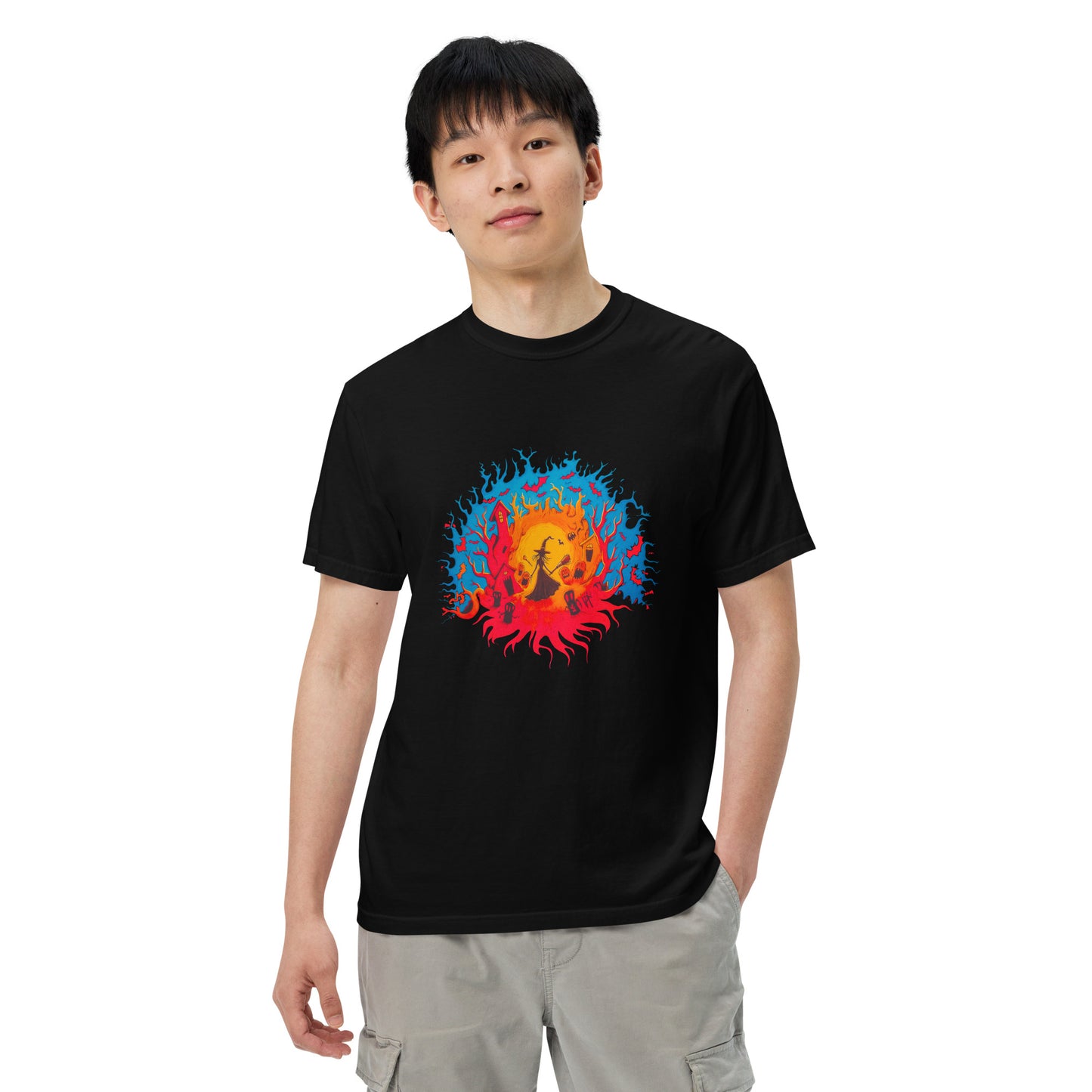 Halloween-Kollektion 2024 - No. B 5 - Schweres textilgefärbtes Unisex-T-Shirt - in 6 Farben