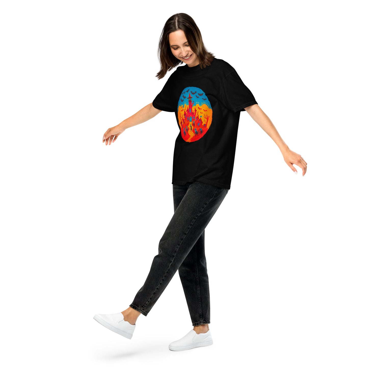 Halloween-Kollektion 2024 - No. B 2 - Schweres textilgefärbtes Unisex-T-Shirt - in 6 Farben