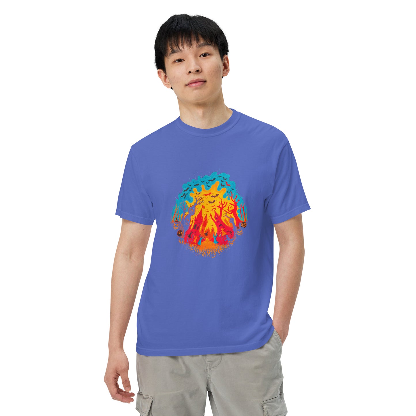 Halloween-Kollektion 2024 - No. B 3 - Schweres textilgefärbtes Unisex-T-Shirt - in 6 Farben