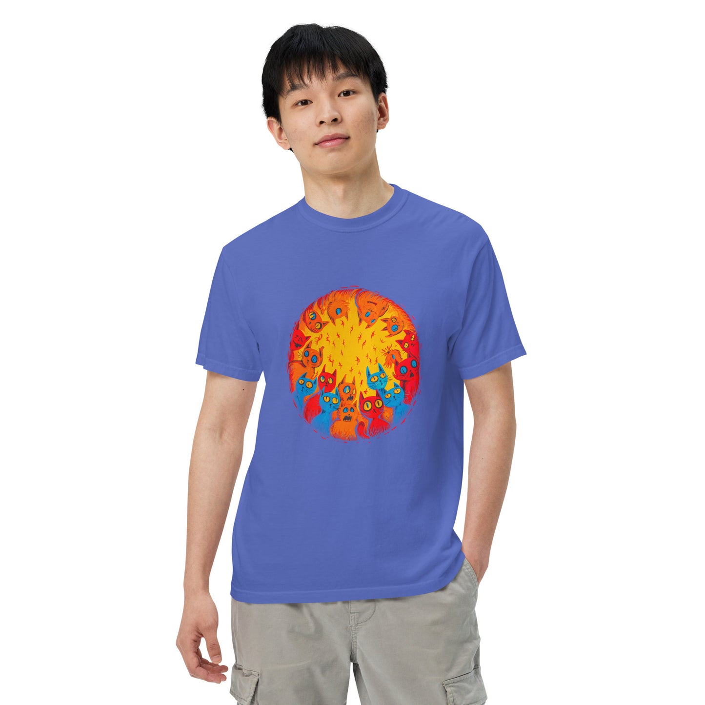 Halloween-Kollektion 2024 - No. B 4 - Schweres textilgefärbtes Unisex-T-Shirt - in 6 Farben