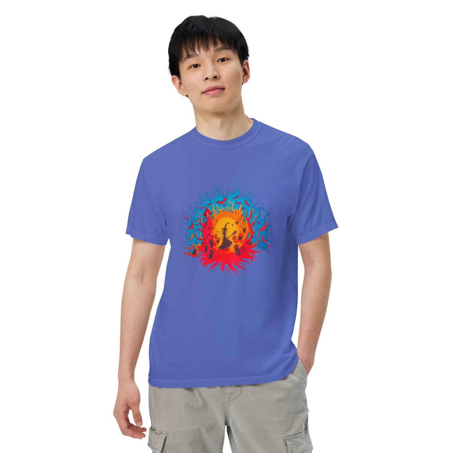 Halloween-Kollektion 2024 - No. B 5 - Schweres textilgefärbtes Unisex-T-Shirt - in 6 Farben