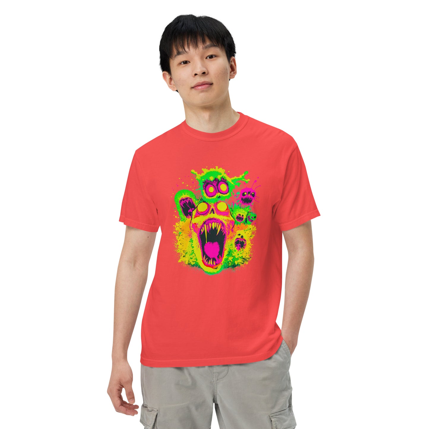NEON Halloween-Kollektion 2024 - No. 02 - Schweres textilgefärbtes Unisex-T-Shirt - in 4 Farben