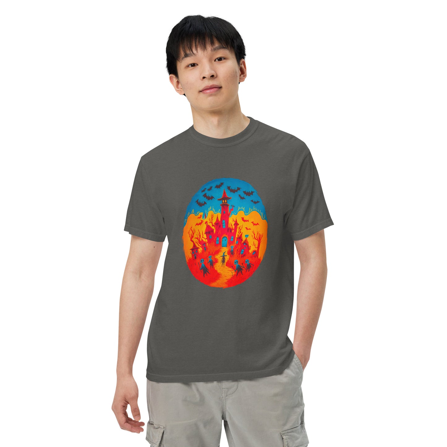 Halloween-Kollektion 2024 - No. B 2 - Schweres textilgefärbtes Unisex-T-Shirt - in 6 Farben