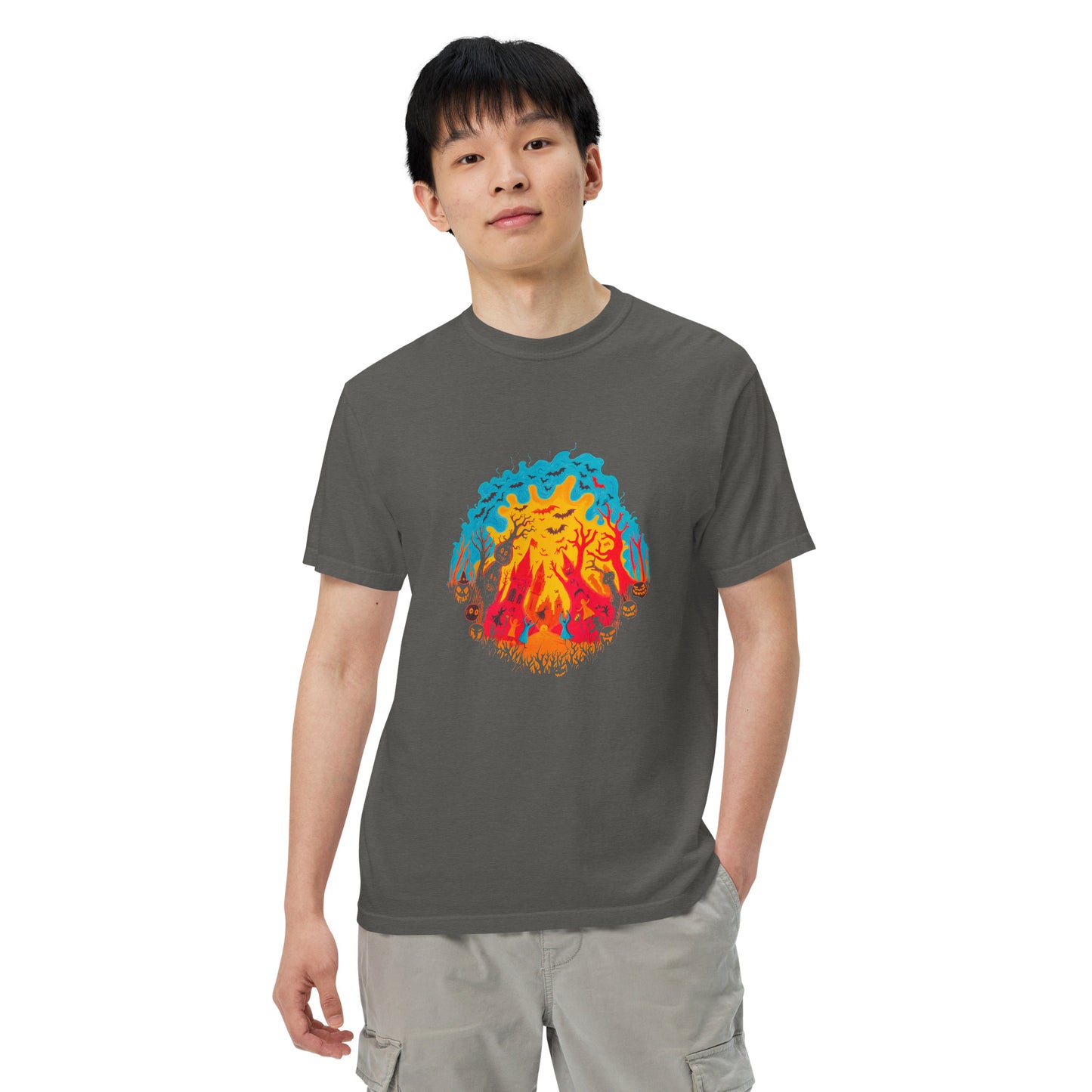 Halloween-Kollektion 2024 - No. B 3 - Schweres textilgefärbtes Unisex-T-Shirt - in 6 Farben