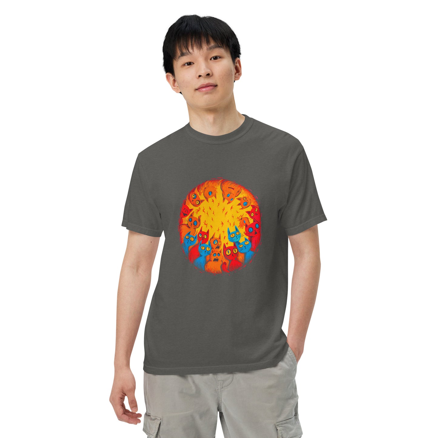 Halloween-Kollektion 2024 - No. B 4 - Schweres textilgefärbtes Unisex-T-Shirt - in 6 Farben