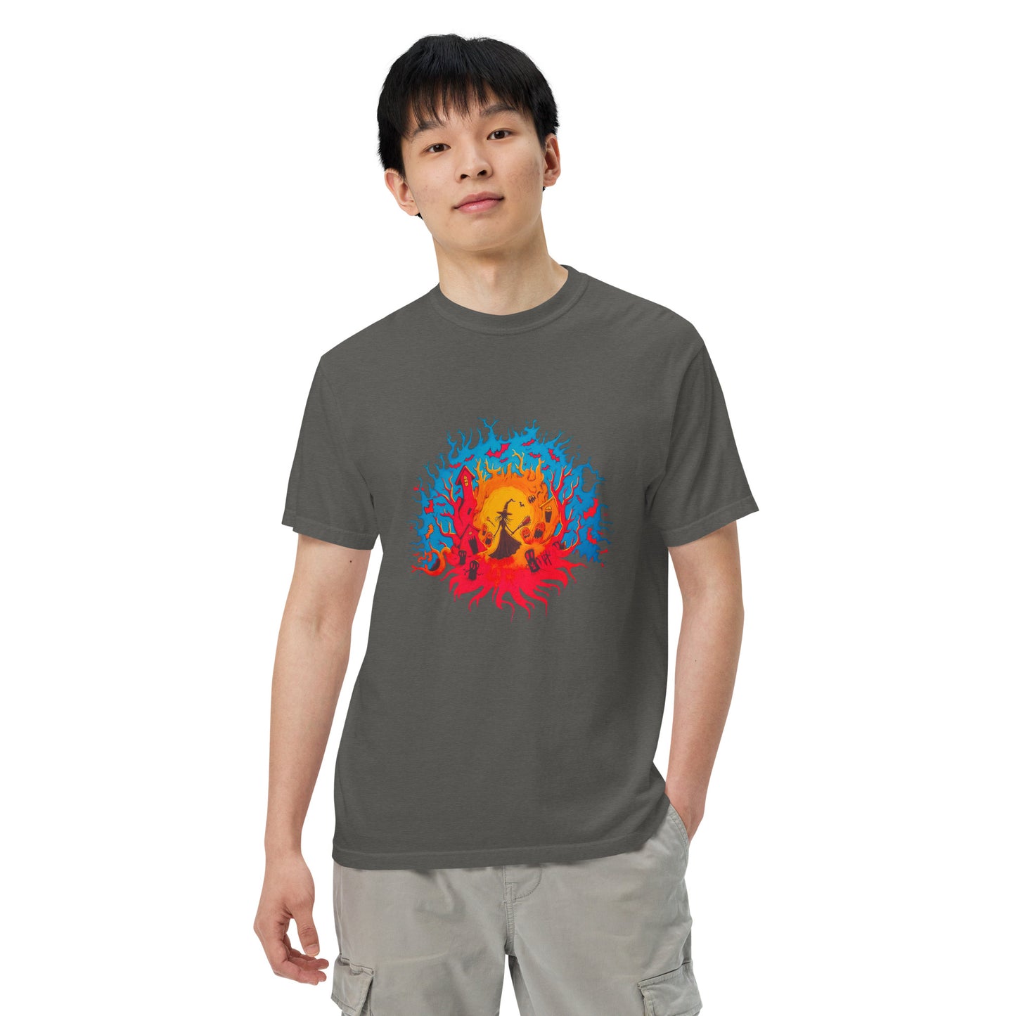 Halloween-Kollektion 2024 - No. B 5 - Schweres textilgefärbtes Unisex-T-Shirt - in 6 Farben