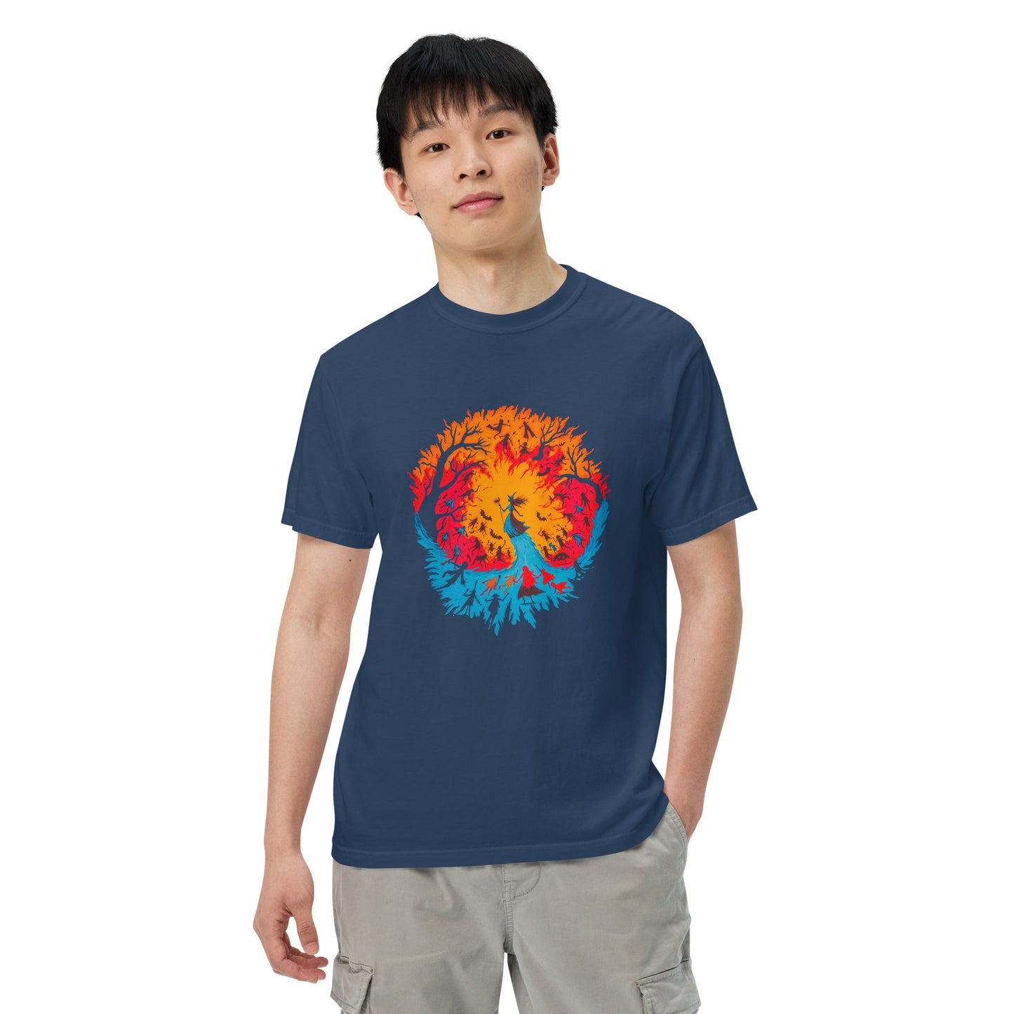 Halloween-Kollektion 2024 - No. B 1 - Schweres textilgefärbtes Unisex-T-Shirt - in 6 Farben