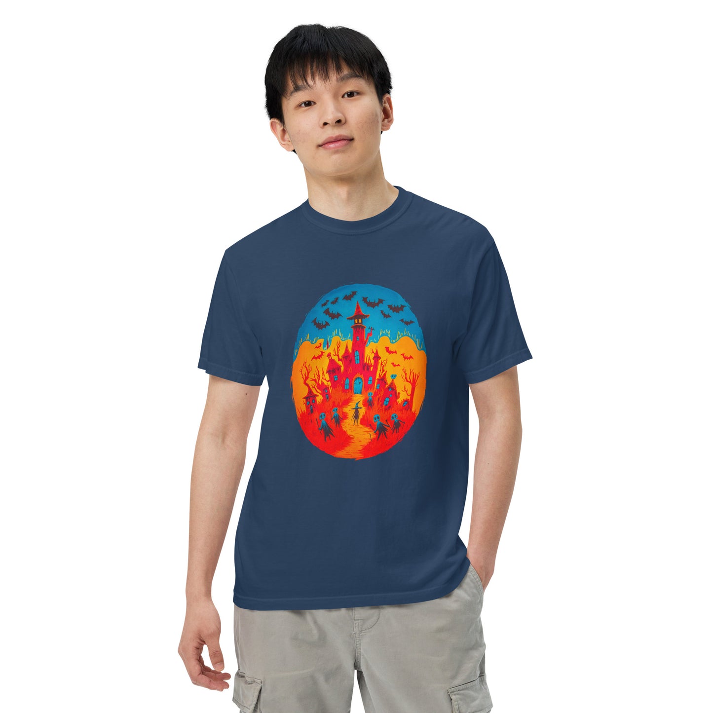 Halloween-Kollektion 2024 - No. B 2 - Schweres textilgefärbtes Unisex-T-Shirt - in 6 Farben