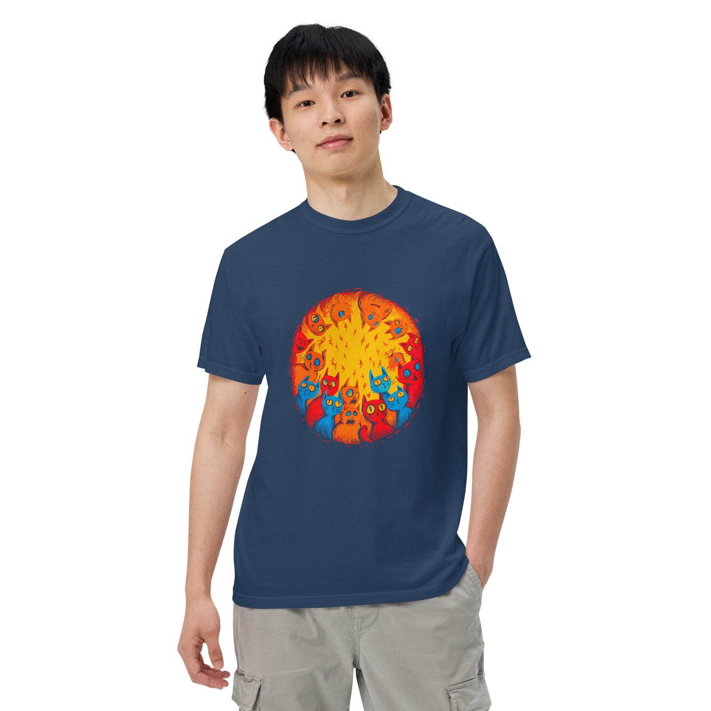 Halloween-Kollektion 2024 - No. B 4 - Schweres textilgefärbtes Unisex-T-Shirt - in 6 Farben