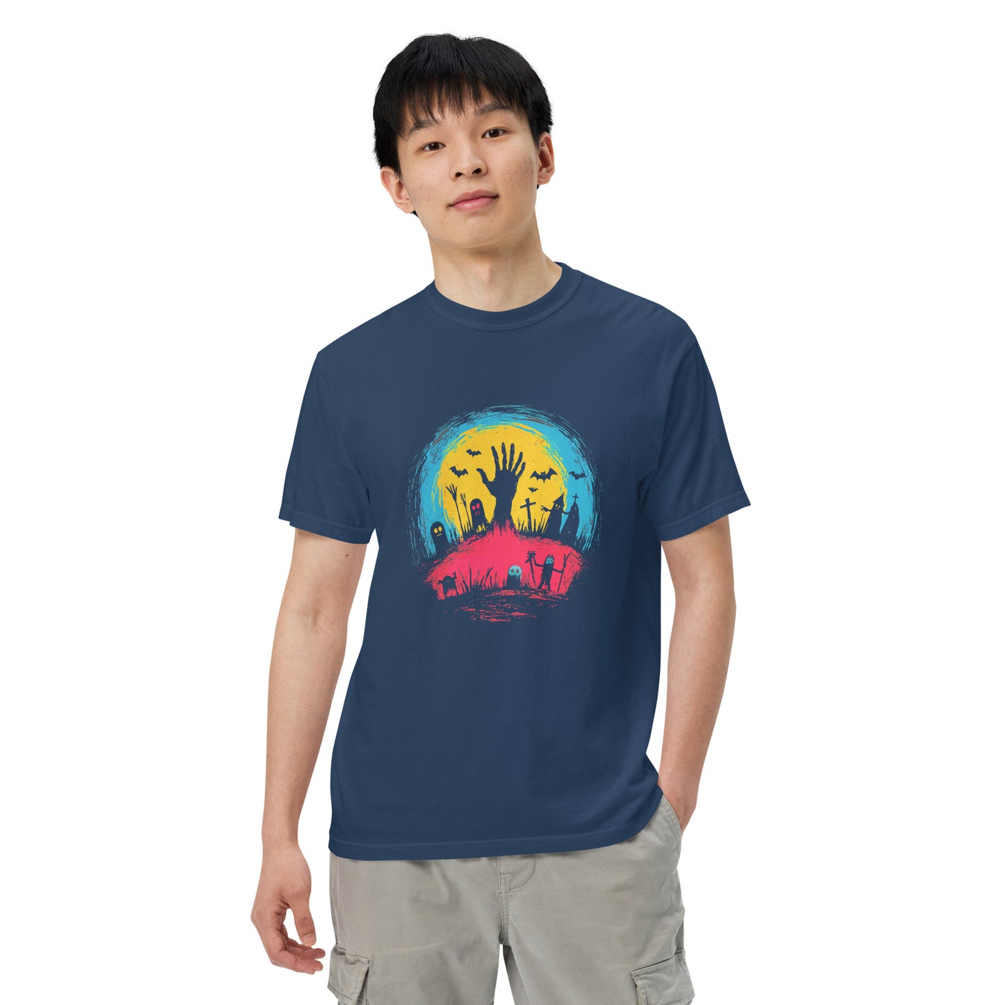Halloween-Kollektion 2024 - No. 14 - Schweres textilgefärbtes Unisex-T-Shirt - in 3 Farben