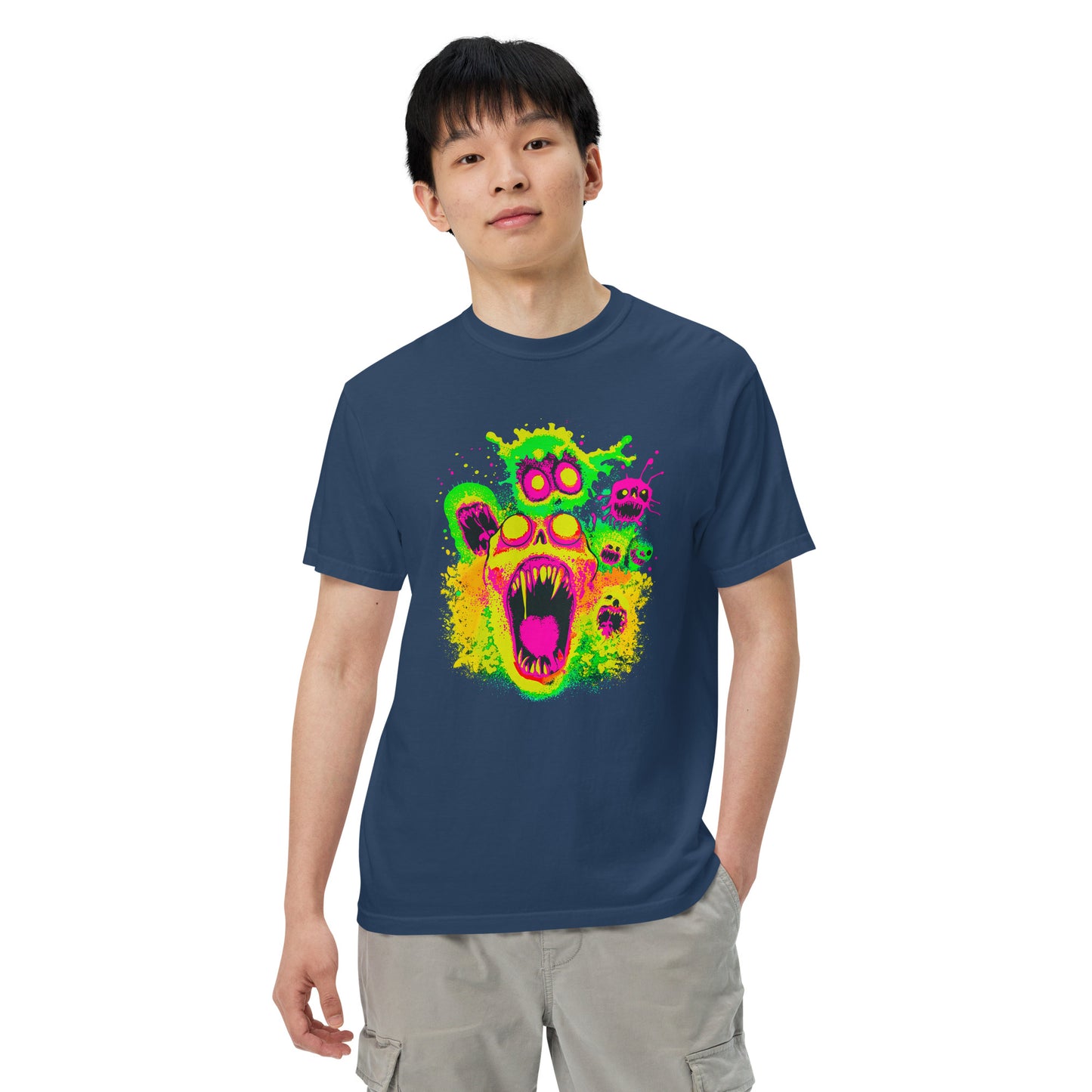 NEON Halloween-Kollektion 2024 - No. 02 - Schweres textilgefärbtes Unisex-T-Shirt - in 4 Farben