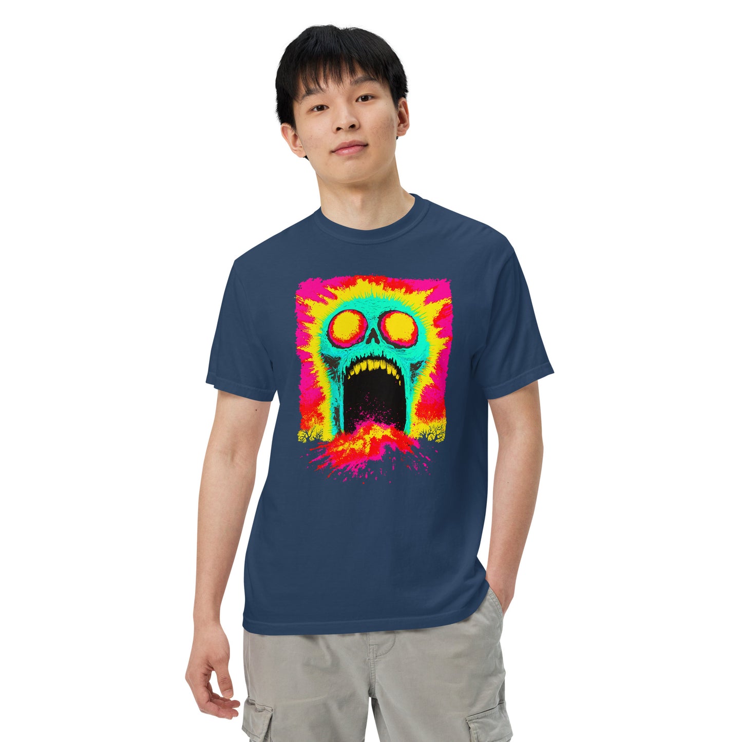 NEON Halloween-Kollektion 2024 - No. 07 - Schweres textilgefärbtes Unisex-T-Shirt - in 4 Farben