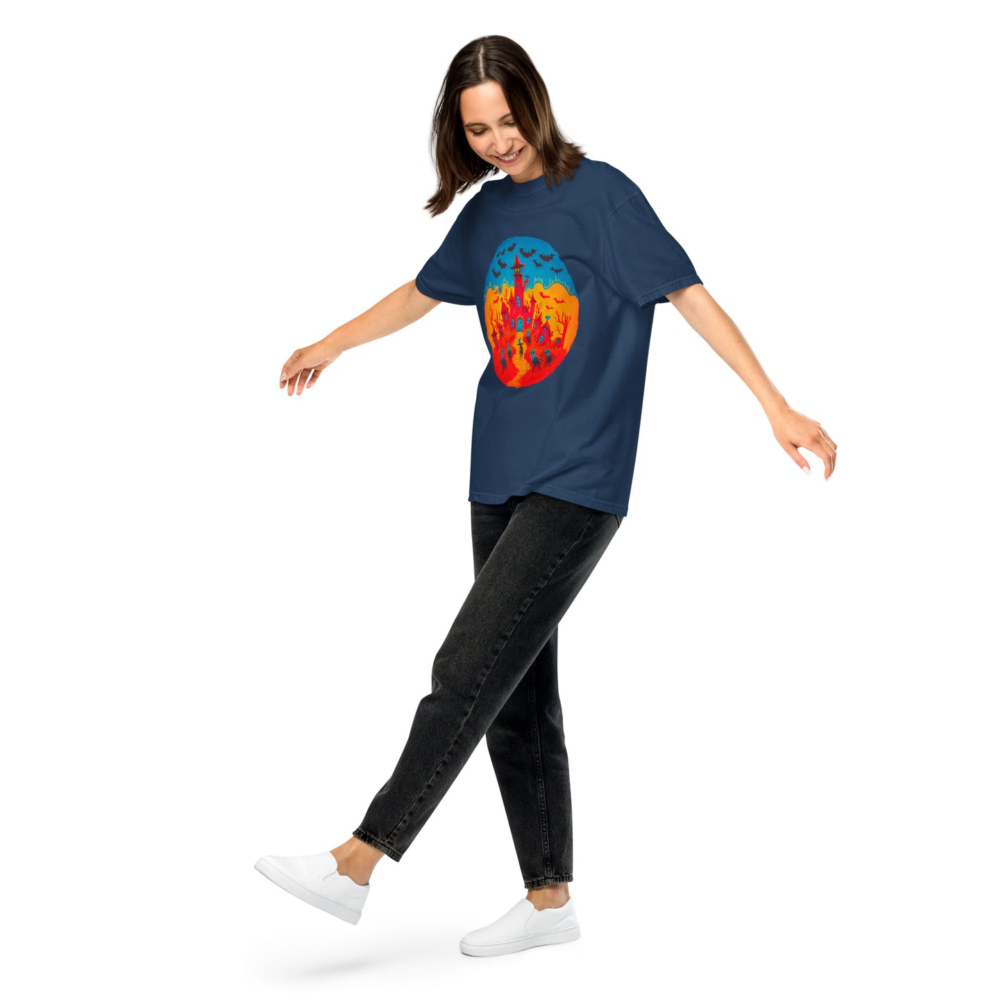 Halloween-Kollektion 2024 - No. B 2 - Schweres textilgefärbtes Unisex-T-Shirt - in 6 Farben