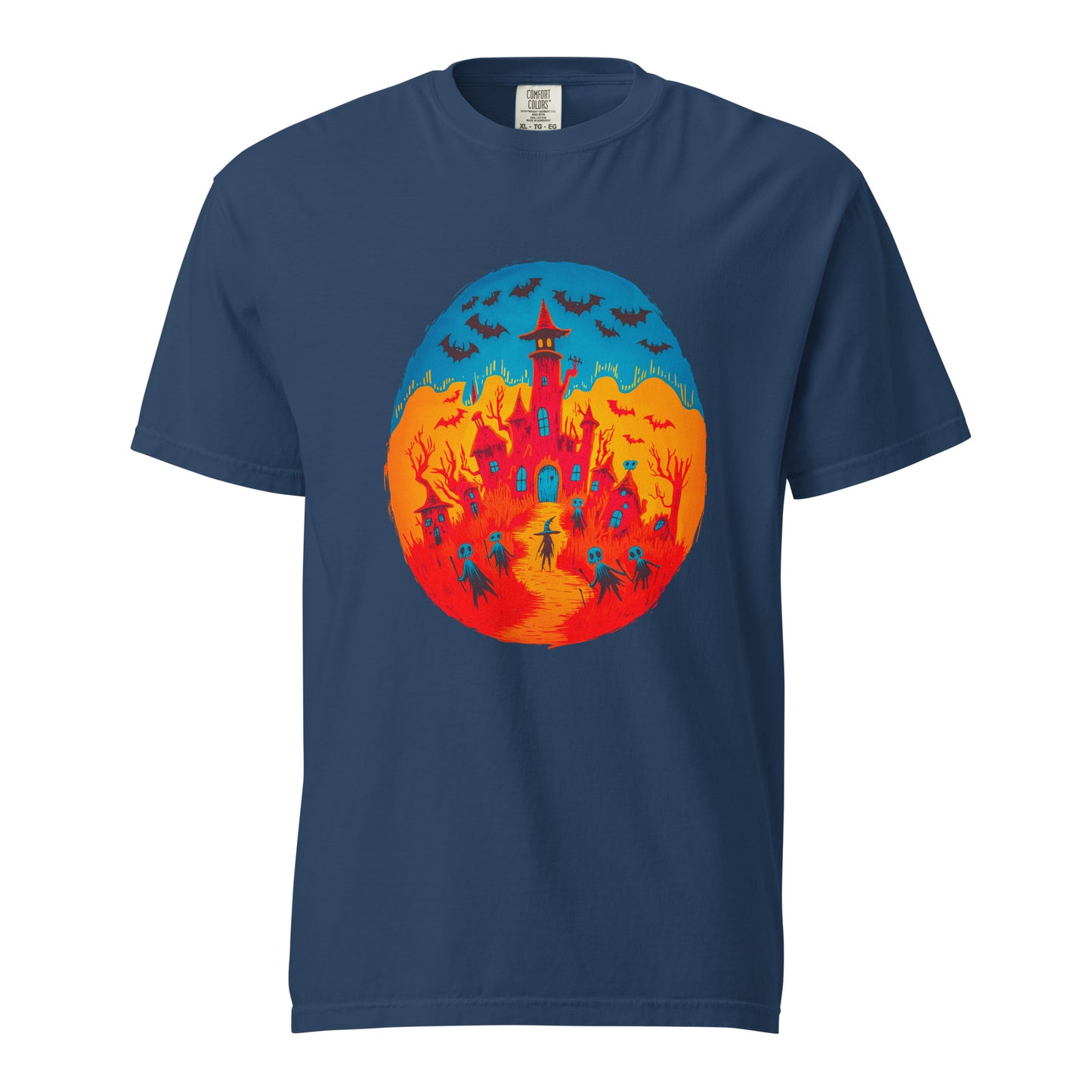 Halloween-Kollektion 2024 - No. B 2 - Schweres textilgefärbtes Unisex-T-Shirt - in 6 Farben