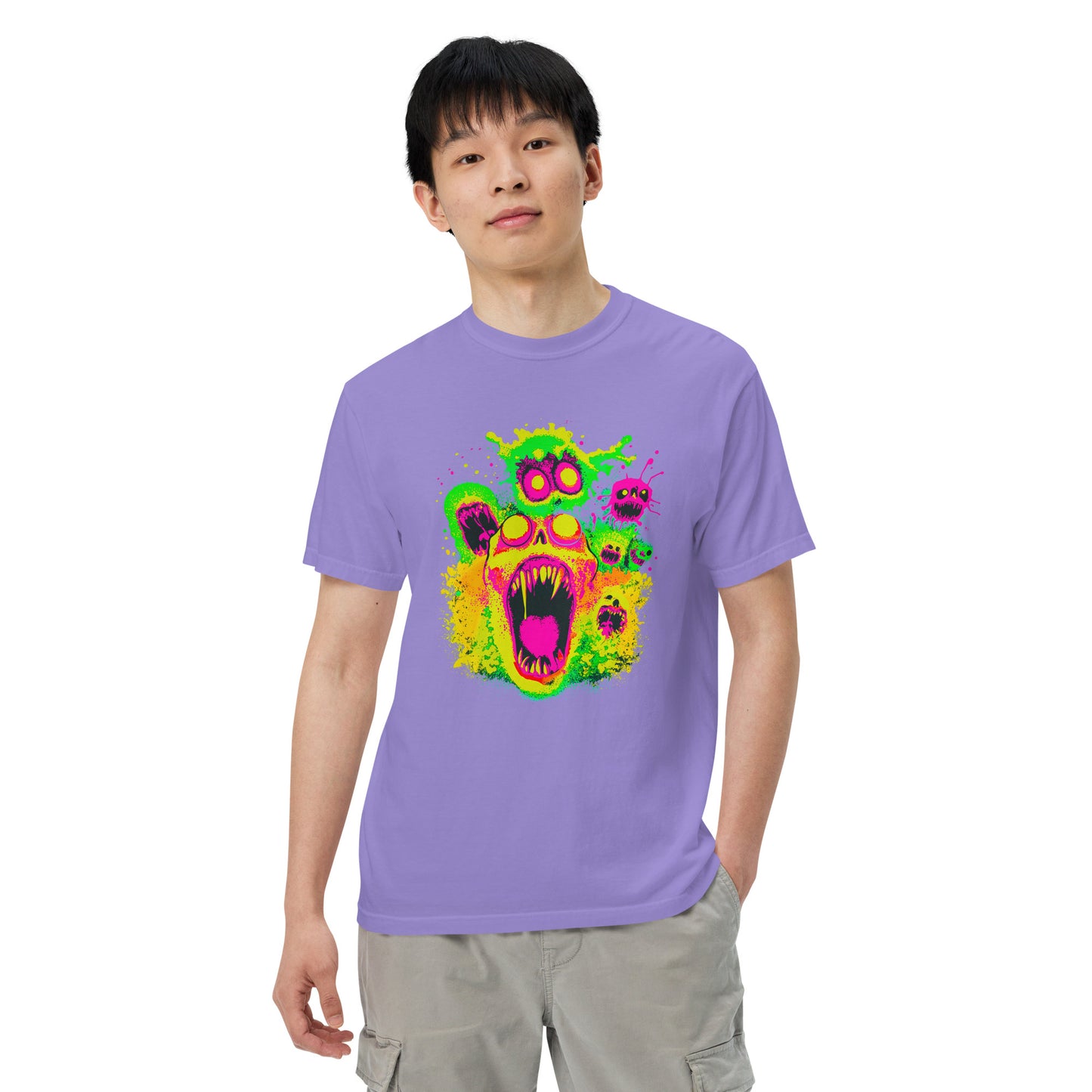 NEON Halloween-Kollektion 2024 - No. 02 - Schweres textilgefärbtes Unisex-T-Shirt - in 4 Farben