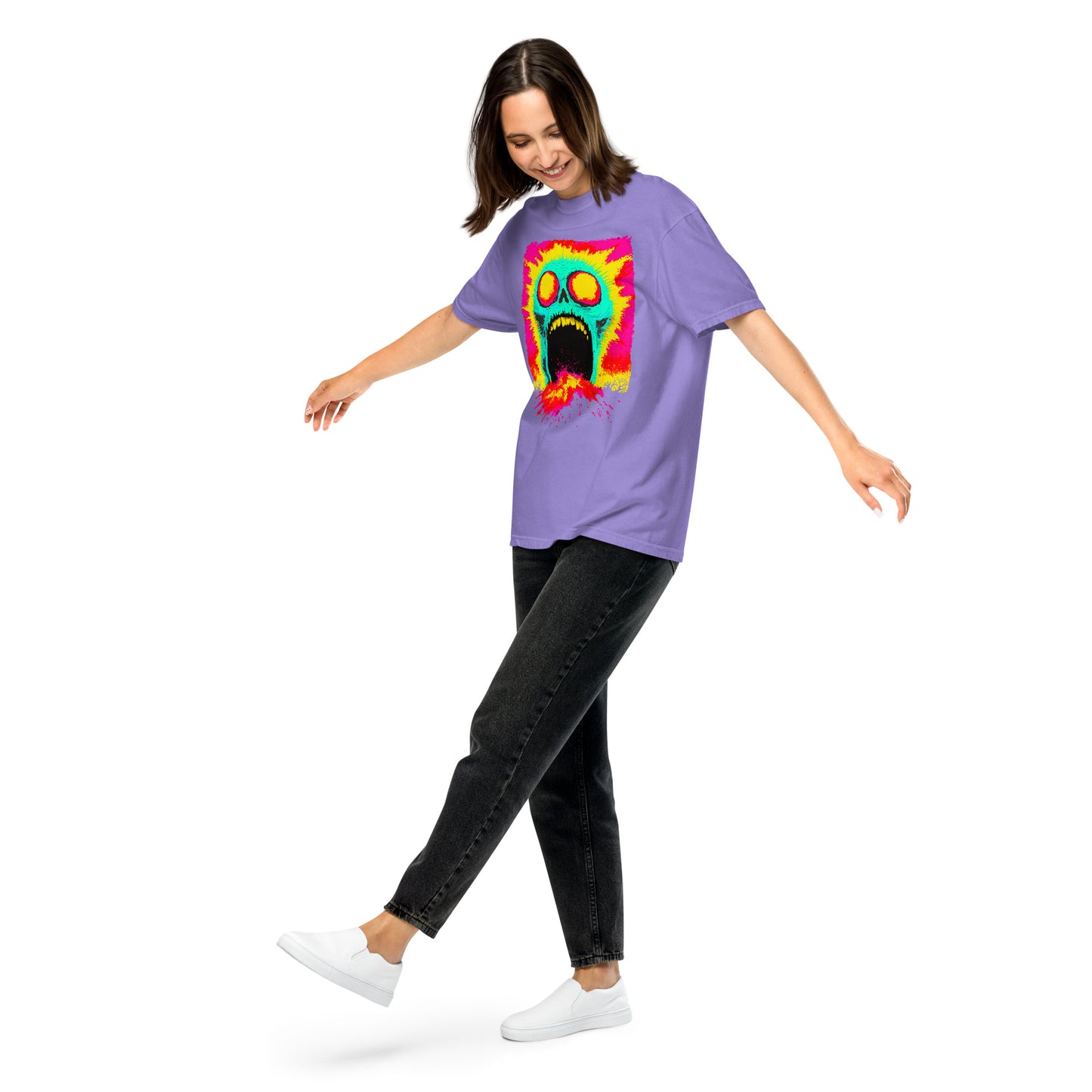 NEON Halloween-Kollektion 2024 - No. 07 - Schweres textilgefärbtes Unisex-T-Shirt - in 4 Farben