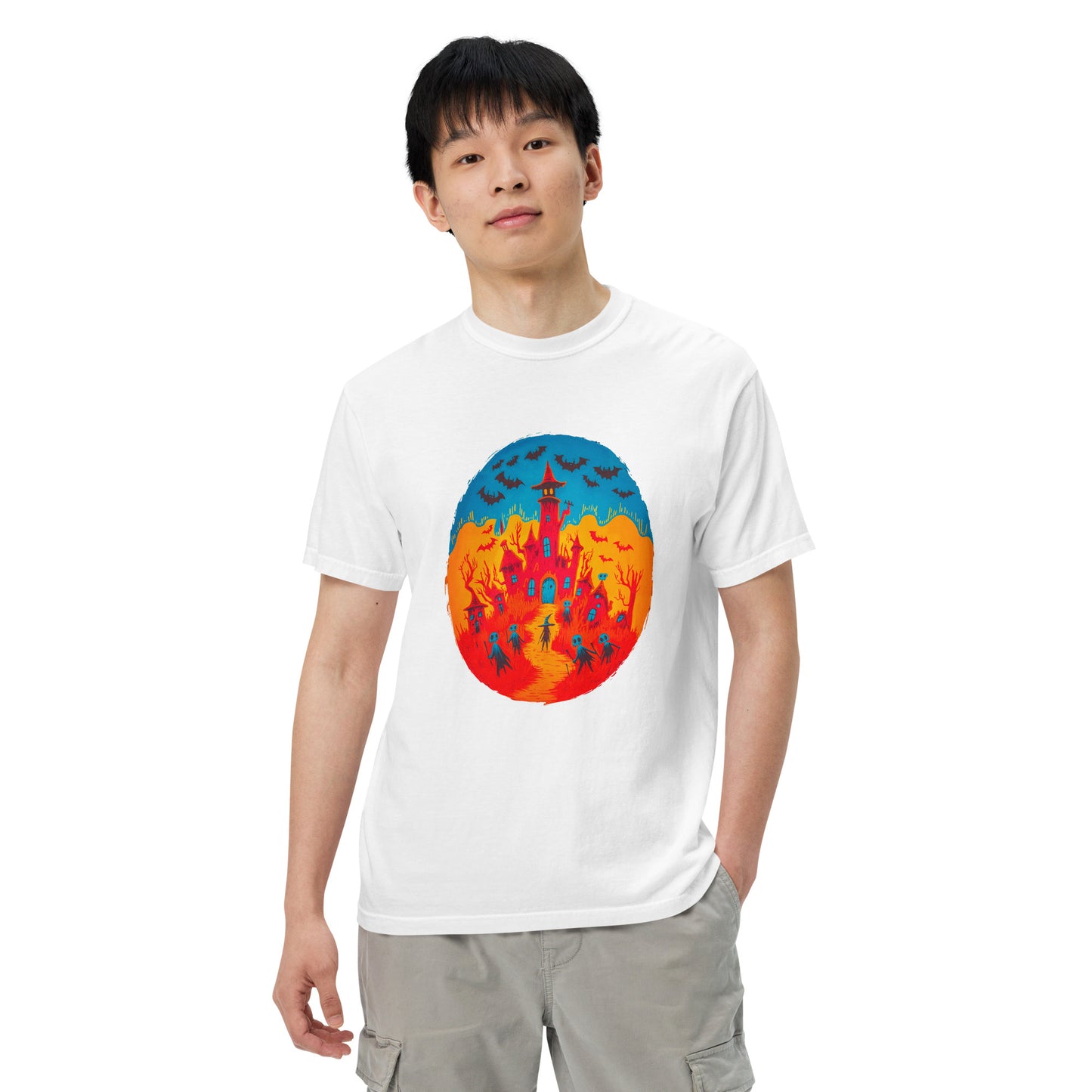 Halloween-Kollektion 2024 - No. B 2 - Schweres textilgefärbtes Unisex-T-Shirt - in 6 Farben