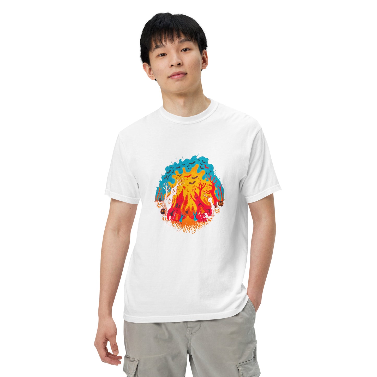 Halloween-Kollektion 2024 - No. B 3 - Schweres textilgefärbtes Unisex-T-Shirt - in 6 Farben