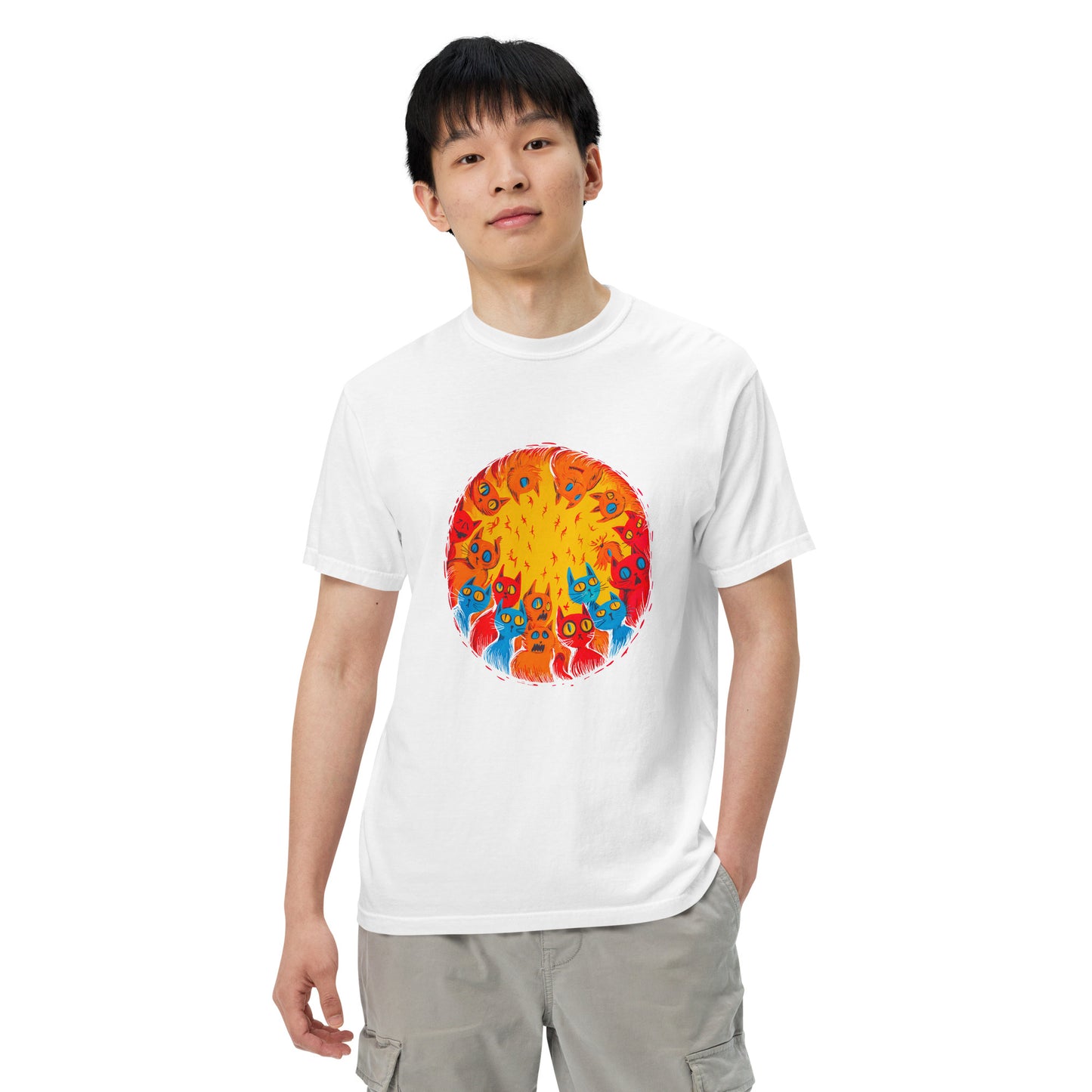 Halloween-Kollektion 2024 - No. B 4 - Schweres textilgefärbtes Unisex-T-Shirt - in 6 Farben