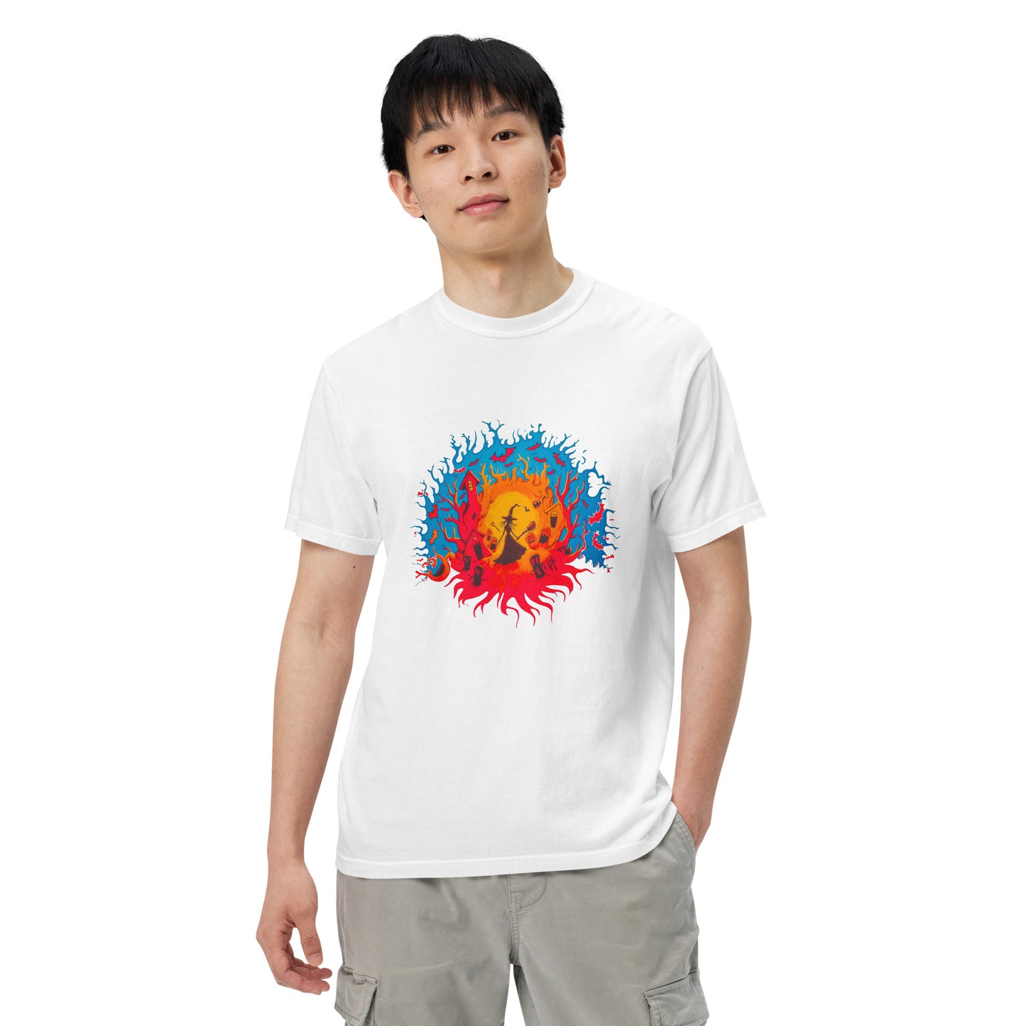 Halloween-Kollektion 2024 - No. B 5 - Schweres textilgefärbtes Unisex-T-Shirt - in 6 Farben