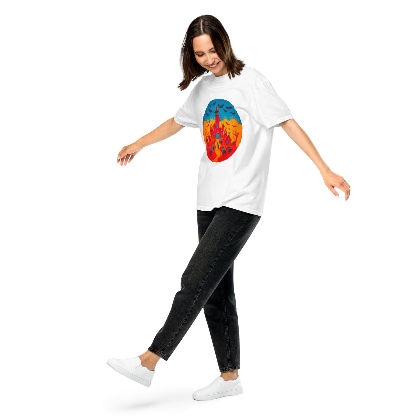 Halloween-Kollektion 2024 - No. B 2 - Schweres textilgefärbtes Unisex-T-Shirt - in 6 Farben