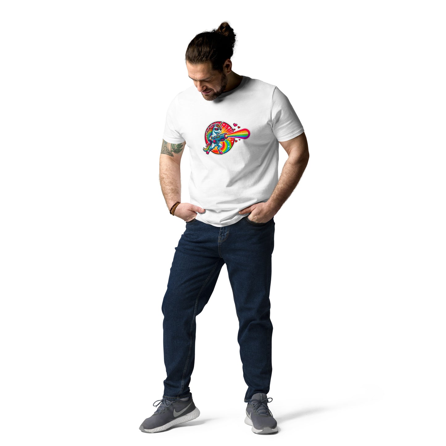"Heart-blasting Unicorn" #2 - Unisex-Bio-Baumwoll-T-Shirt - Weiß