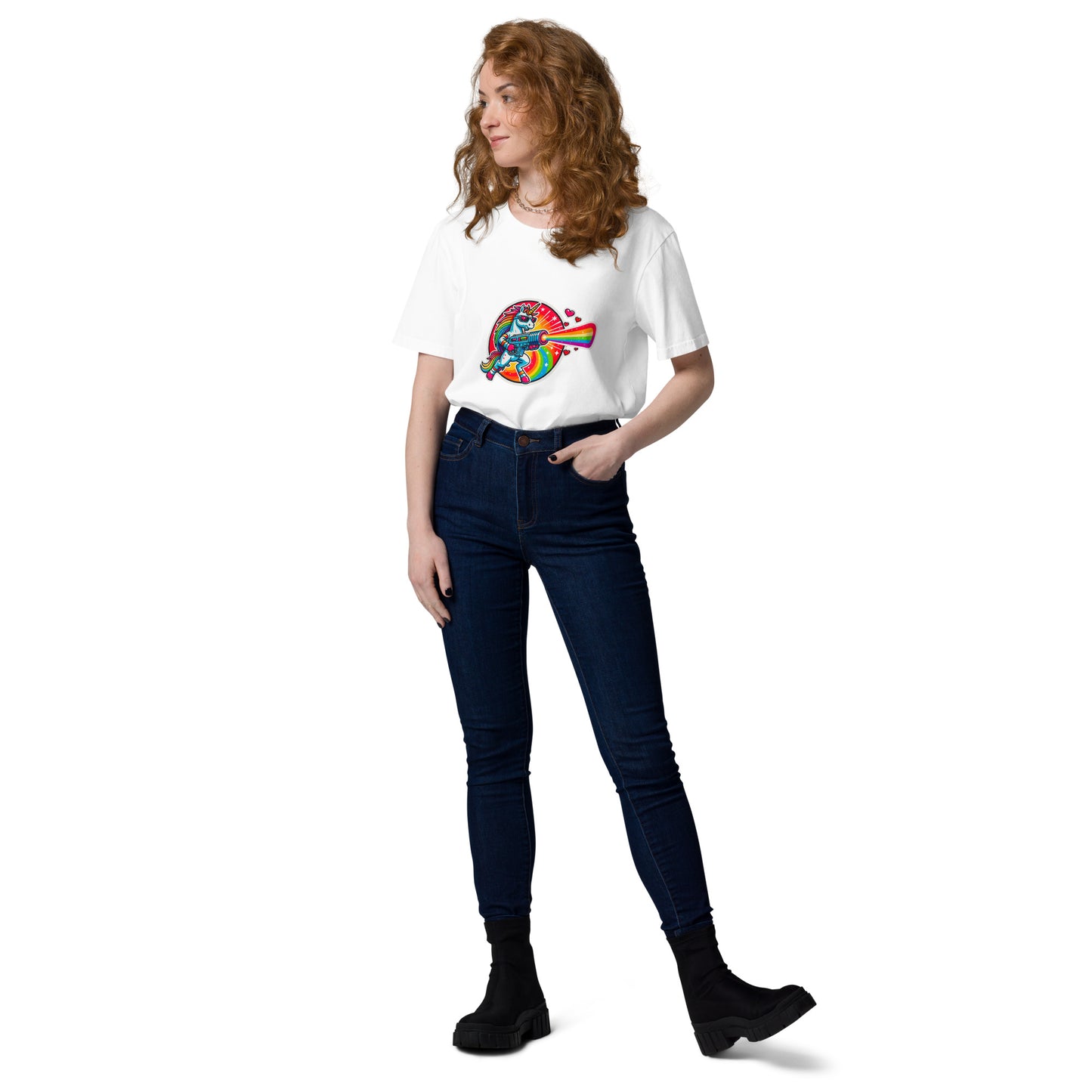 "Heart-blasting Unicorn" #2 - Unisex-Bio-Baumwoll-T-Shirt - Weiß