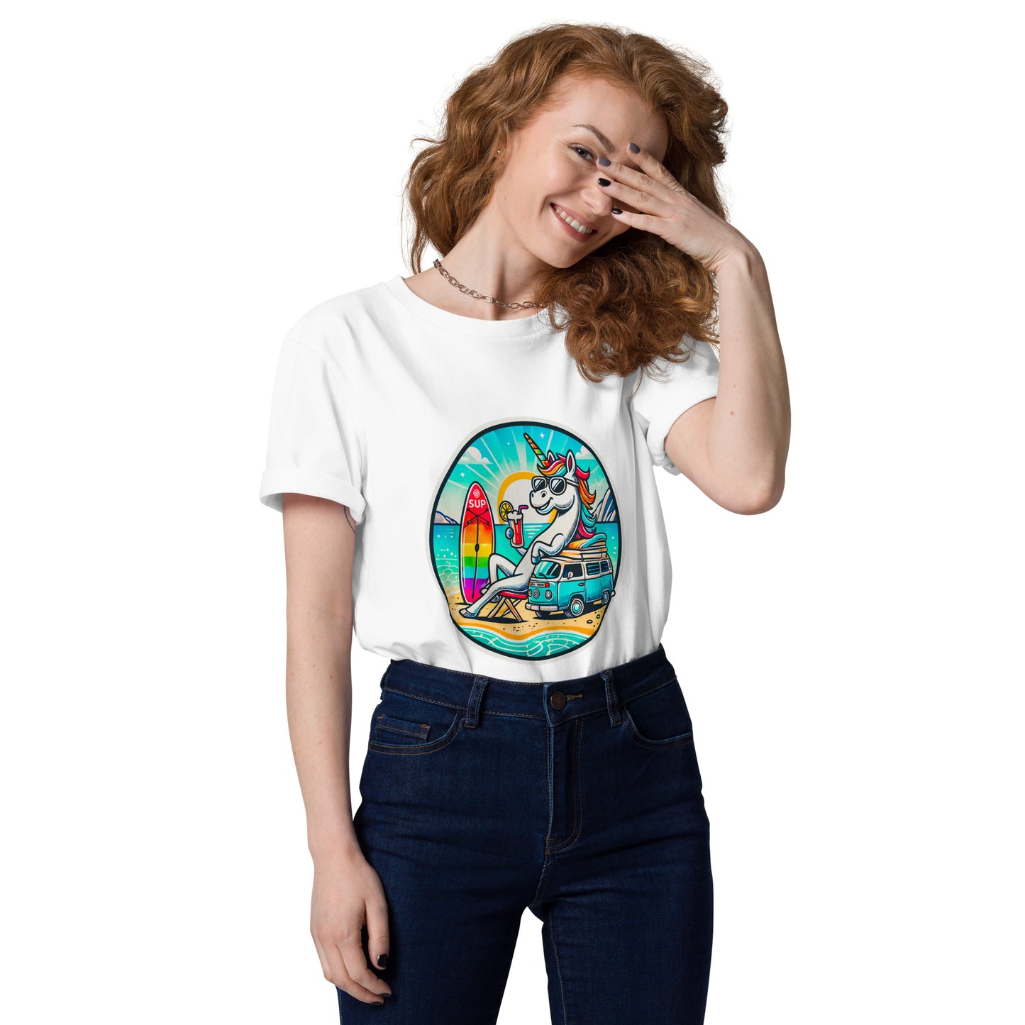 "SUP-Unicorn!" #2 - Unisex-Bio-Baumwoll-T-Shirt - Weiß