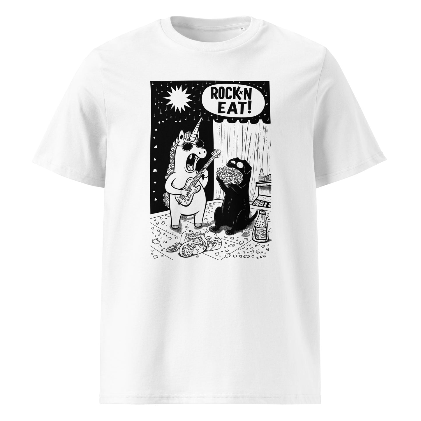 "ROCK´N EAT!" - Unisex-Bio-Baumwoll-T-Shirt - in 3 Farben