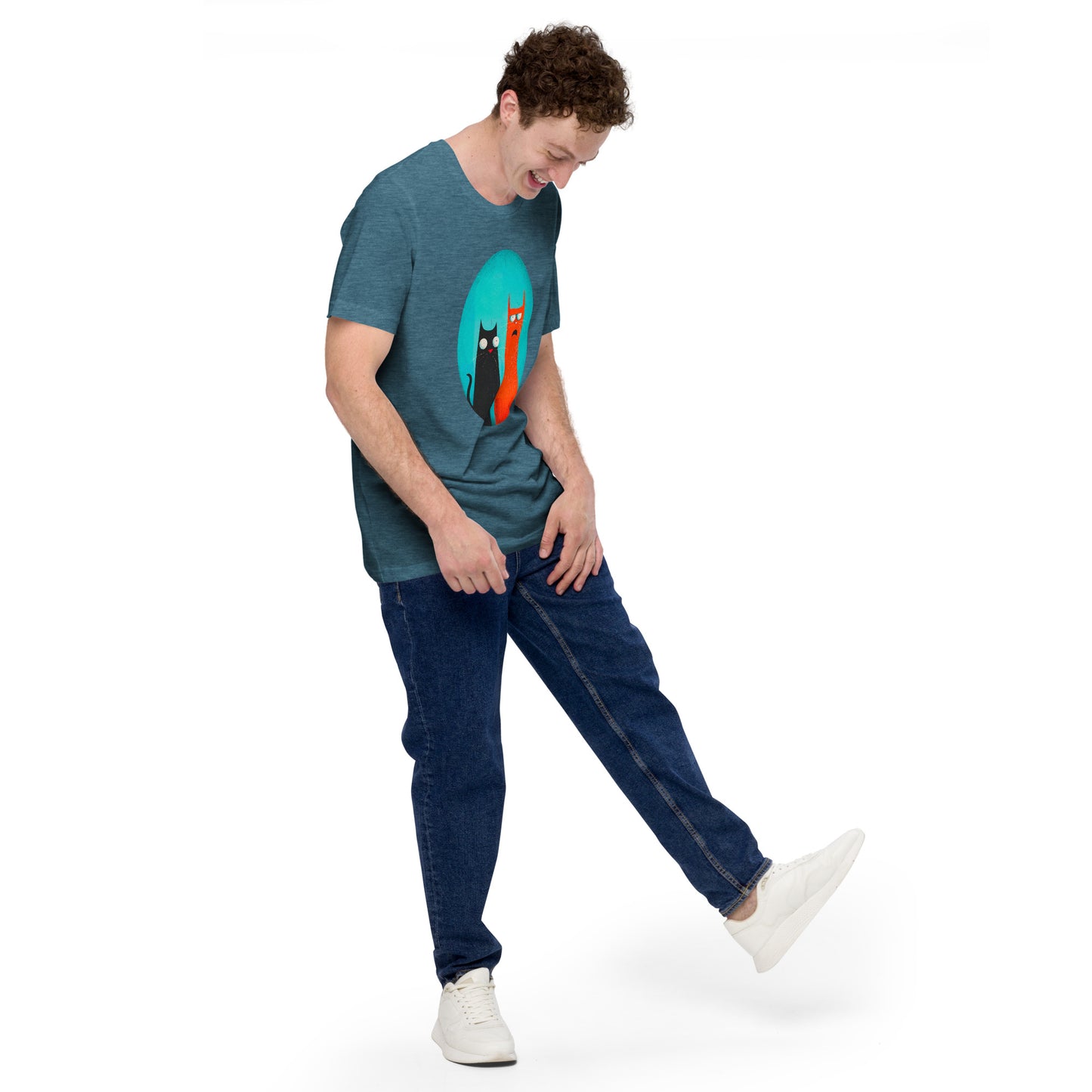 "Cat Portrait" - Unisex-T-Shirt - Heather Deep Teal