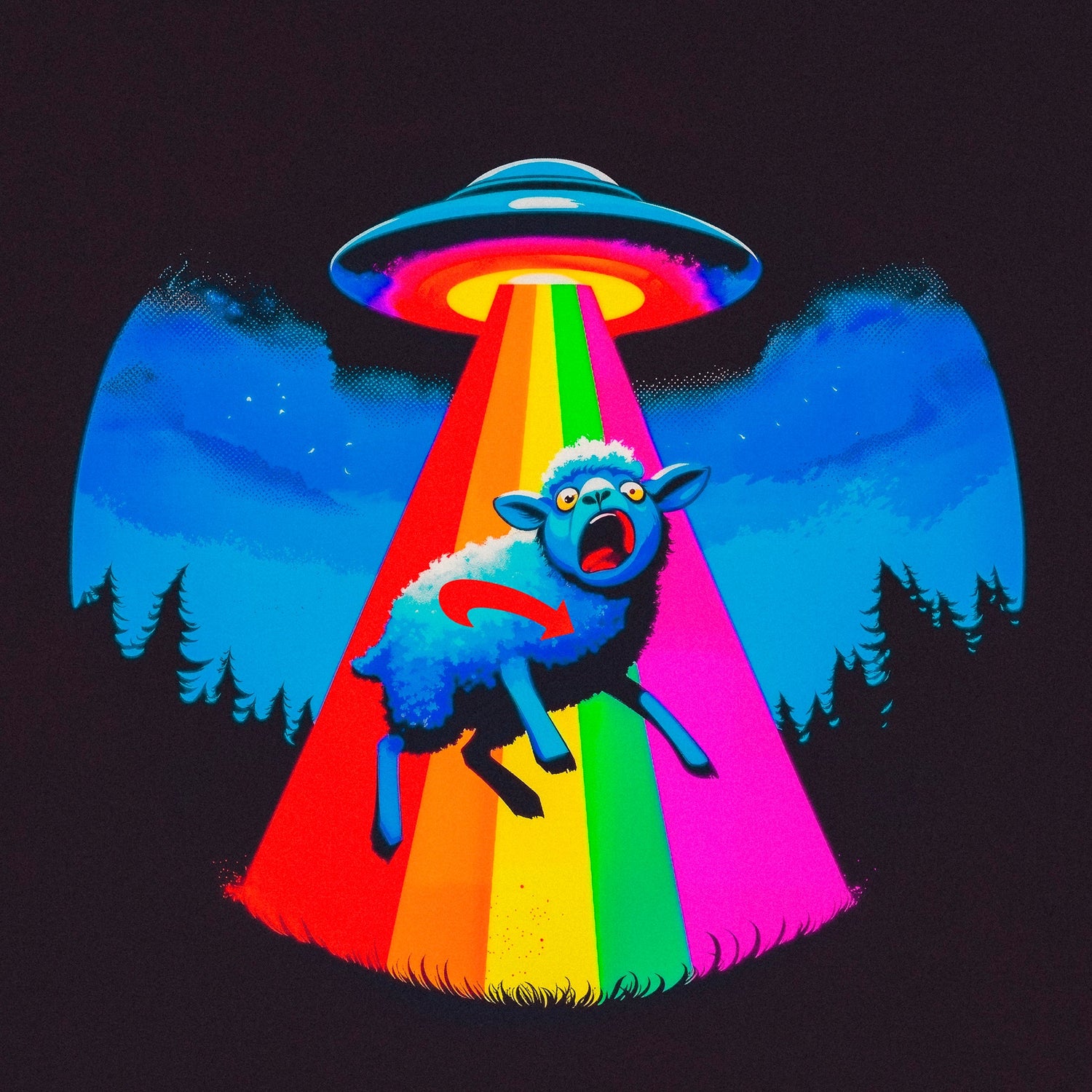 Abducted AfD-Schlafschaf als Sticker. Viele weitere abgedrehte antifaschistische Sticker-Designs im Shop!