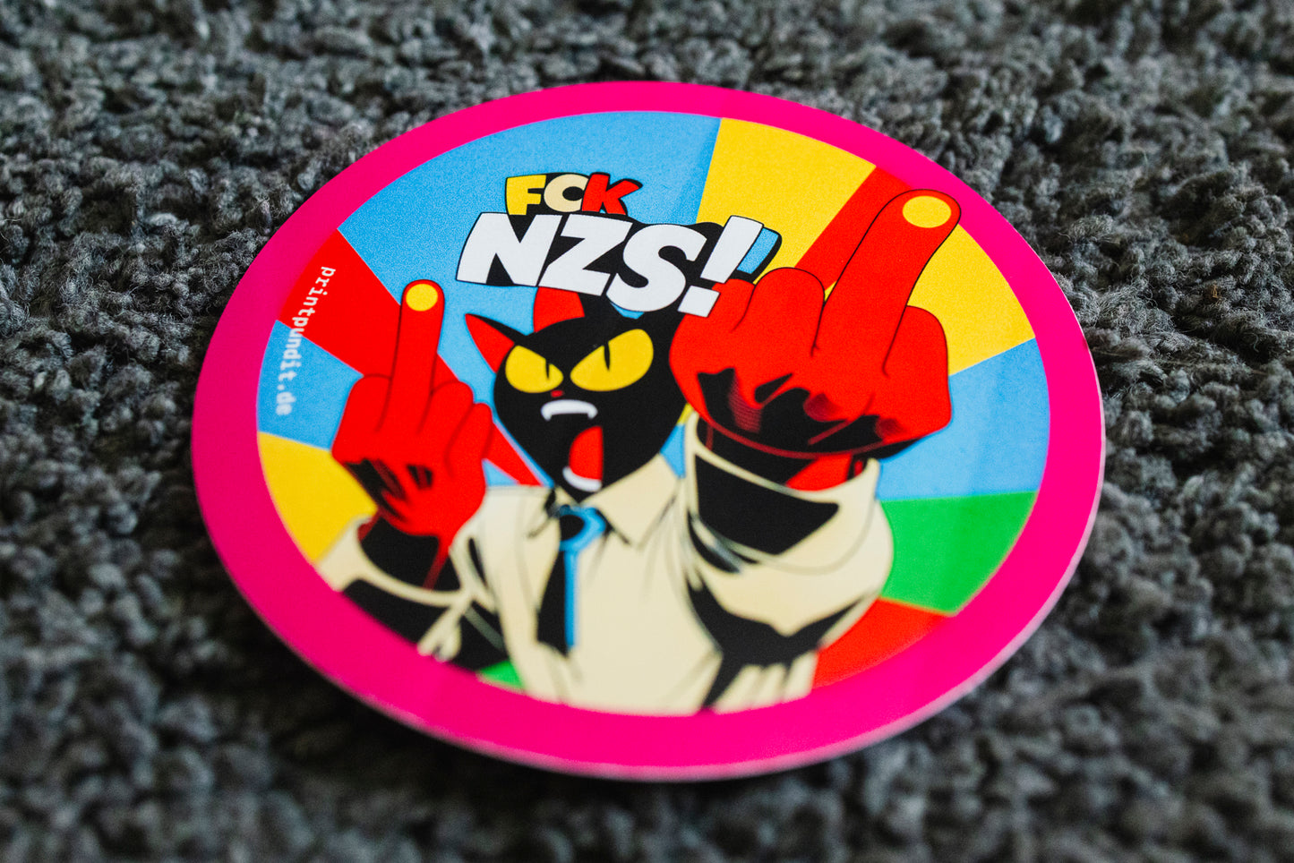 Sticker "FCKNZS!-Cat" [rund, 9,5cm] (25/50/100 St.)