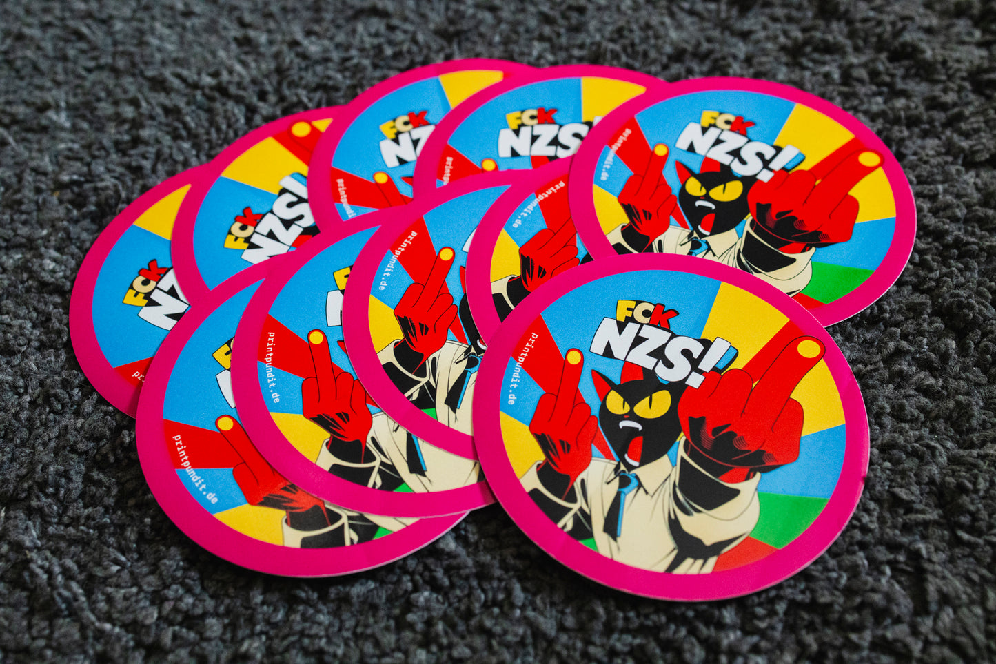 Sticker "FCKNZS!-Cat" [rund, 9,5cm] (25/50/100 St.)