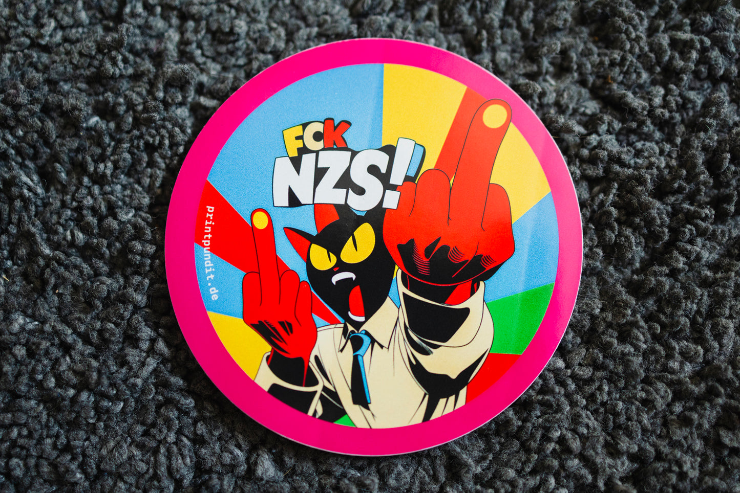 Sticker "FCKNZS!-Cat" [rund, 9,5cm] (25/50/100 St.)