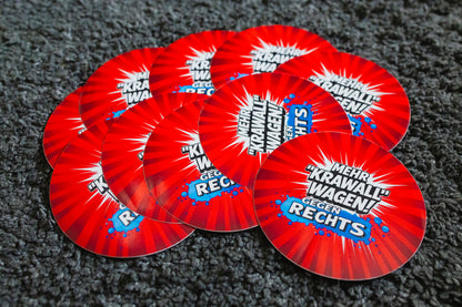 Sticker "Mehr *Krawall* wagen gegen Rechts!" [rund, 9,5cm] (25/50/100 St.) (Kopie)