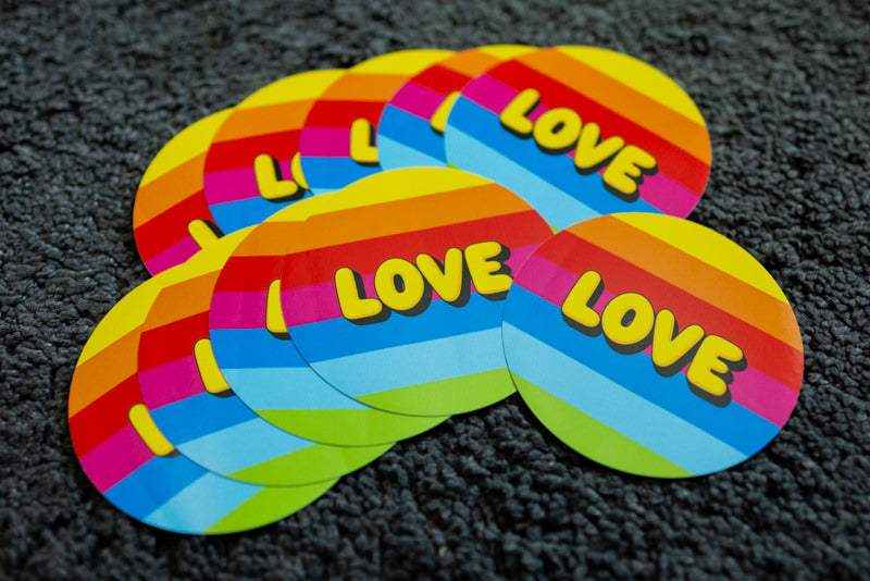 Sticker "LOVE" [rund, 9,5cm] (25/50/100 St.)