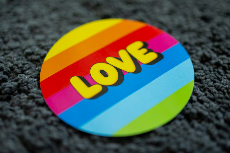 Sticker "LOVE" [rund, 9,5cm] (25/50/100 St.)