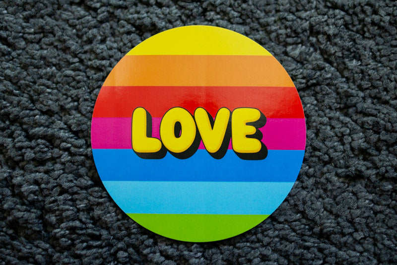 Sticker "LOVE" [rund, 9,5cm] (25/50/100 St.)