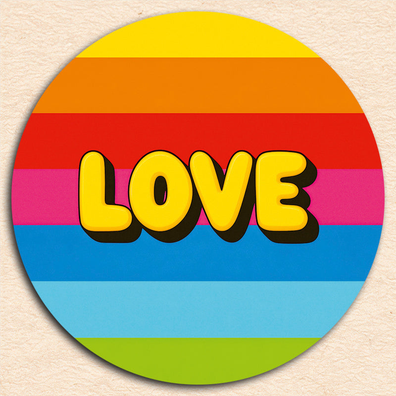 Sticker "LOVE" [rund, 9,5cm] (25/50/100 St.)