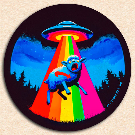 Sticker "Abducted AfD-Schlafschaf" [rund, 9,5cm] (25/50/100 St.)
